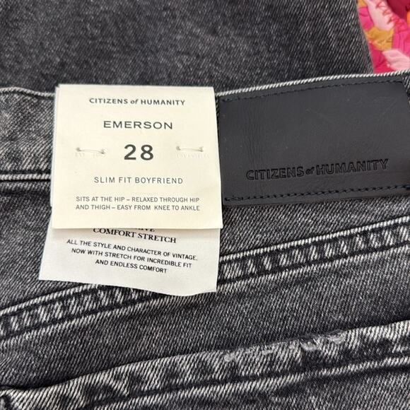NWT Citizens Of Humanity Washed Black Emerson Slim Fit Boyfriend Denim Jeans - Picture 4 of 8